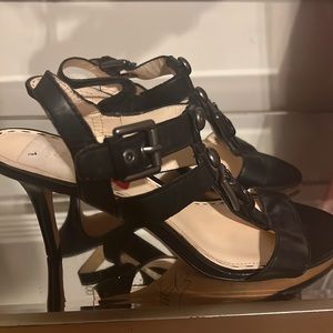 COACH ROBIN BLACK LEATHER HEEL STRAPPY SANDAL SHOES SIZE 8 B